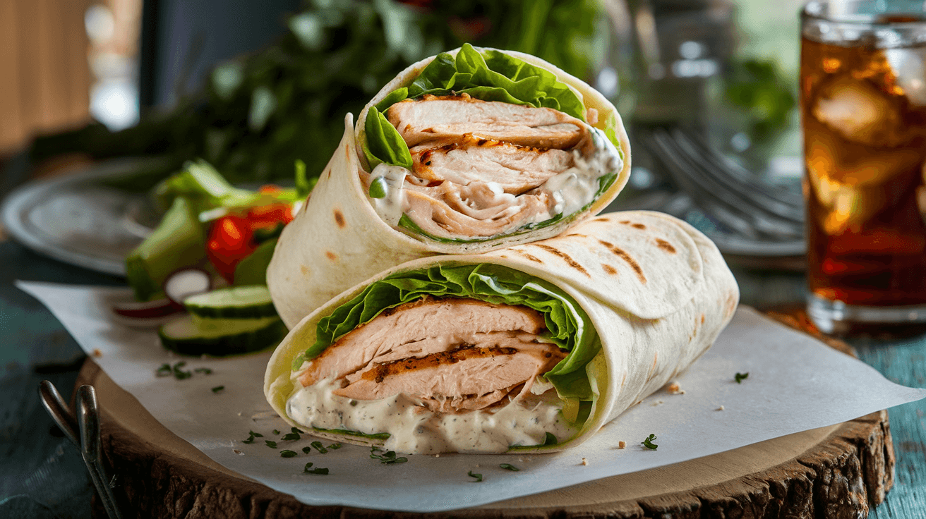 What is a chicken caesar wrap made of?