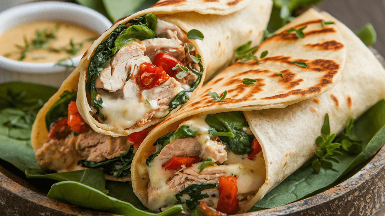 Cheesy Garlic Chicken Wraps