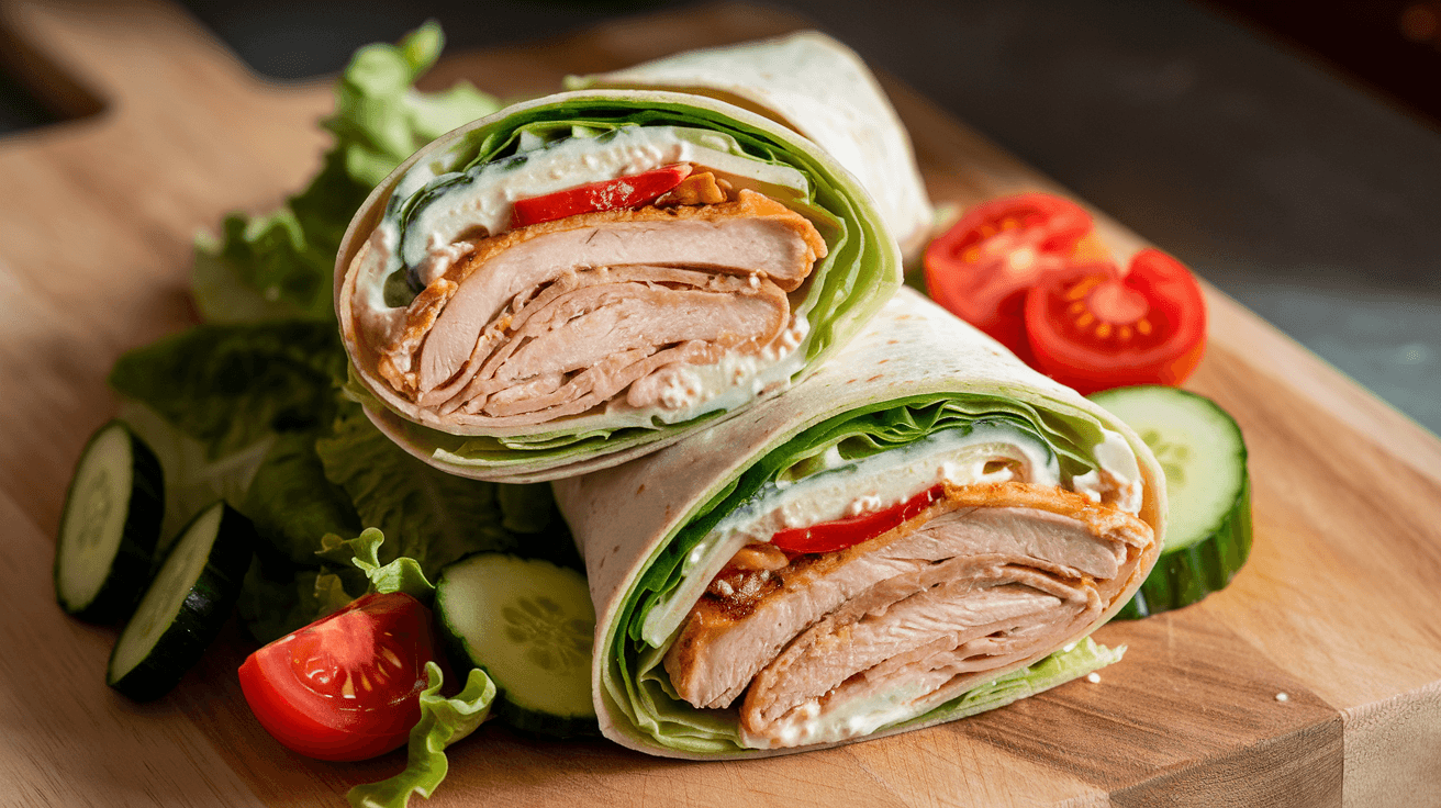 What does a chicken caesar wrap contain?