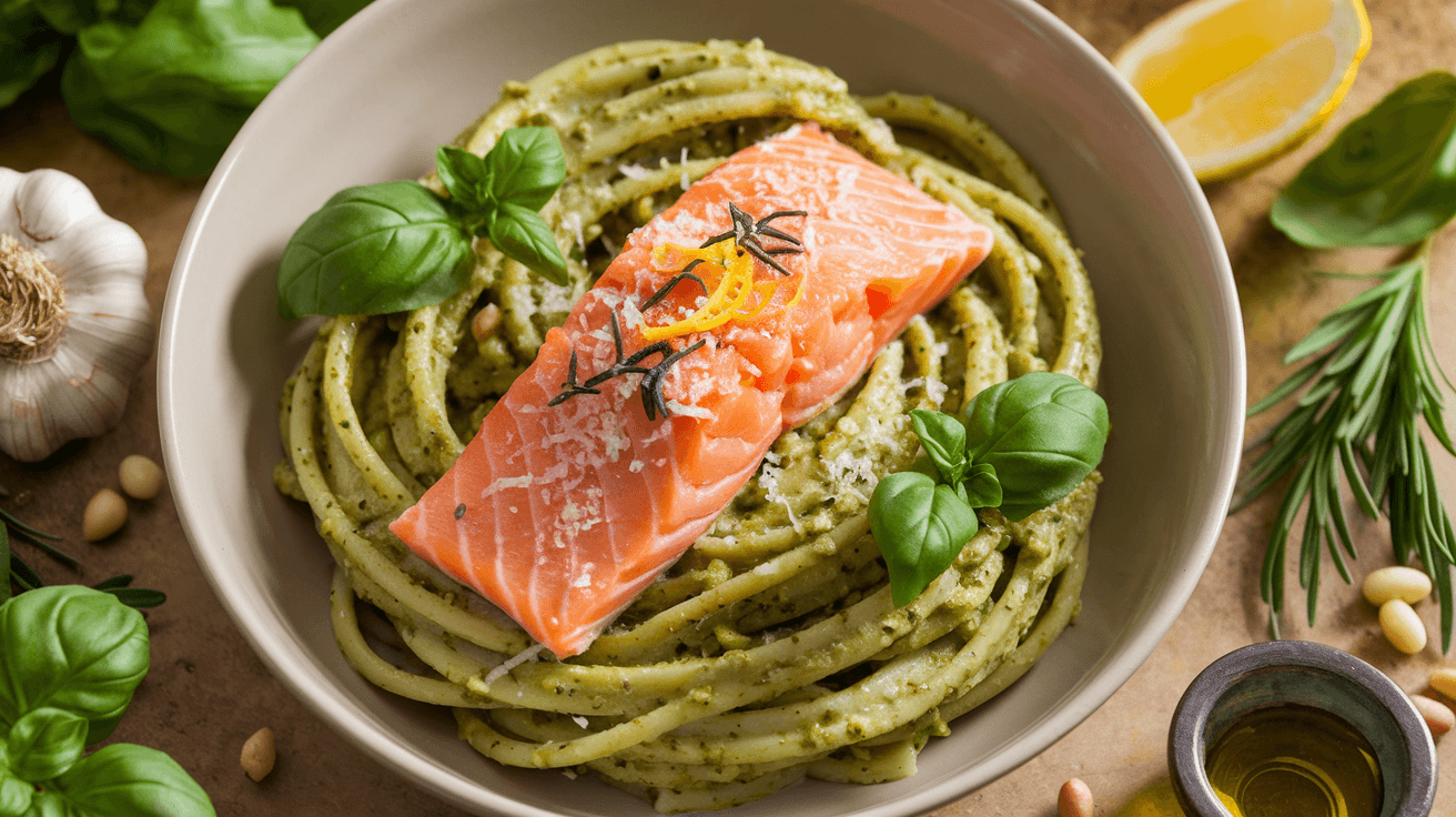 salmon pesto pasta